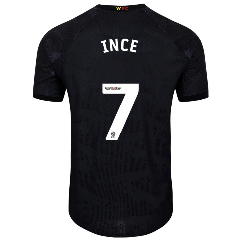 Danxen Børn Tom Ince #7 Sort Hvid Udebane Spillertrøjer 2024/25 Trøje T-Shirt