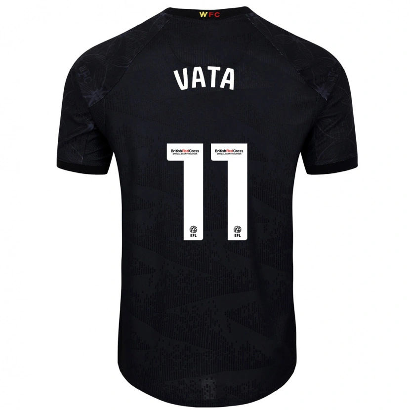 Danxen Børn Rocco Vata #11 Sort Hvid Udebane Spillertrøjer 2024/25 Trøje T-Shirt