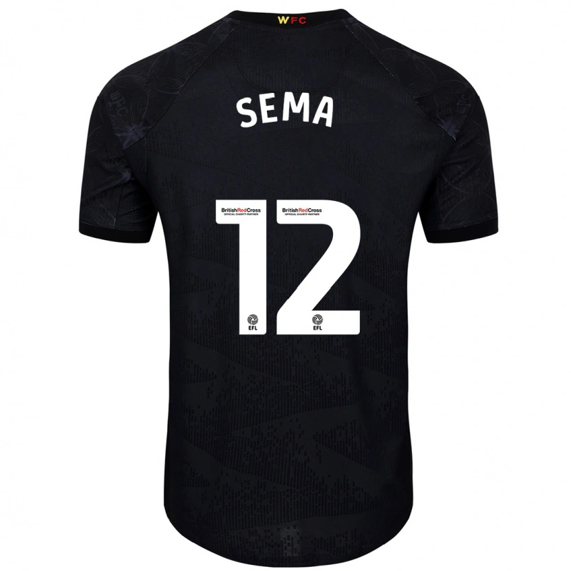 Danxen Børn Ken Sema #12 Sort Hvid Udebane Spillertrøjer 2024/25 Trøje T-Shirt