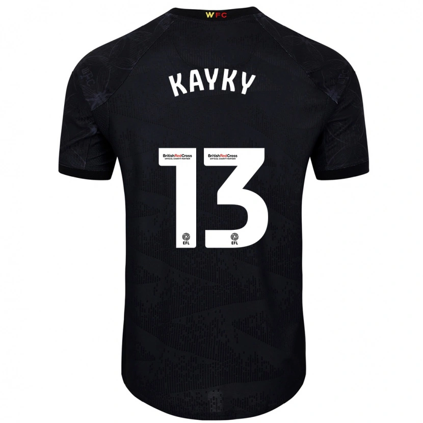 Danxen Børn Kayky Almeida #13 Sort Hvid Udebane Spillertrøjer 2024/25 Trøje T-Shirt