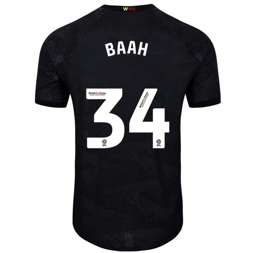 Danxen Børn Kwadwo Baah #34 Sort Hvid Udebane Spillertrøjer 2024/25 Trøje T-Shirt