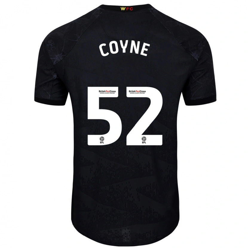 Danxen Børn Aidan Coyne #52 Sort Hvid Udebane Spillertrøjer 2024/25 Trøje T-Shirt