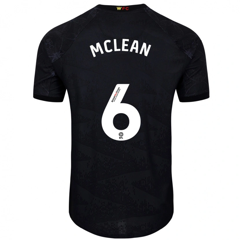 Danxen Børn Sophie Mclean #6 Sort Hvid Udebane Spillertrøjer 2024/25 Trøje T-Shirt
