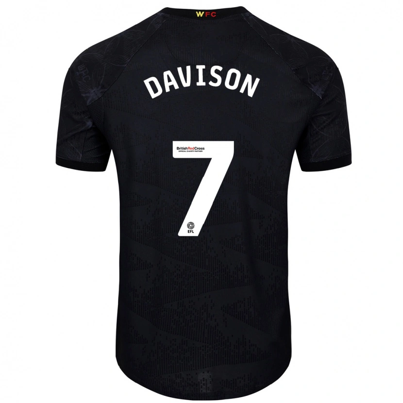 Danxen Børn Gemma Davison #7 Sort Hvid Udebane Spillertrøjer 2024/25 Trøje T-Shirt