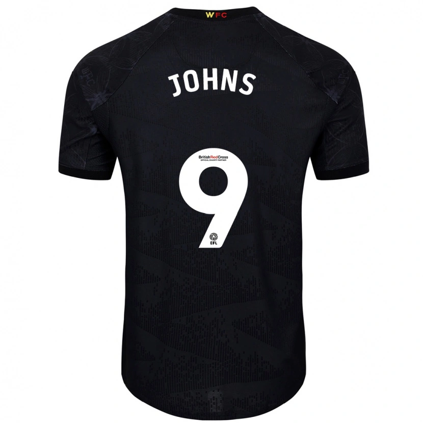 Danxen Børn Carly Johns #9 Sort Hvid Udebane Spillertrøjer 2024/25 Trøje T-Shirt