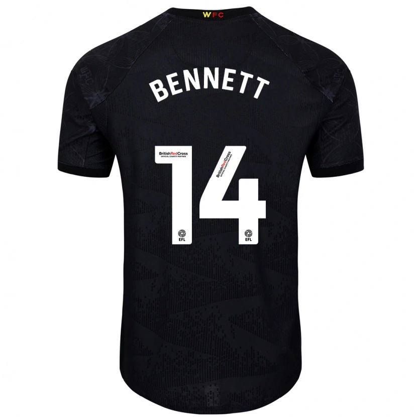 Danxen Børn Harley Bennett #14 Sort Hvid Udebane Spillertrøjer 2024/25 Trøje T-Shirt
