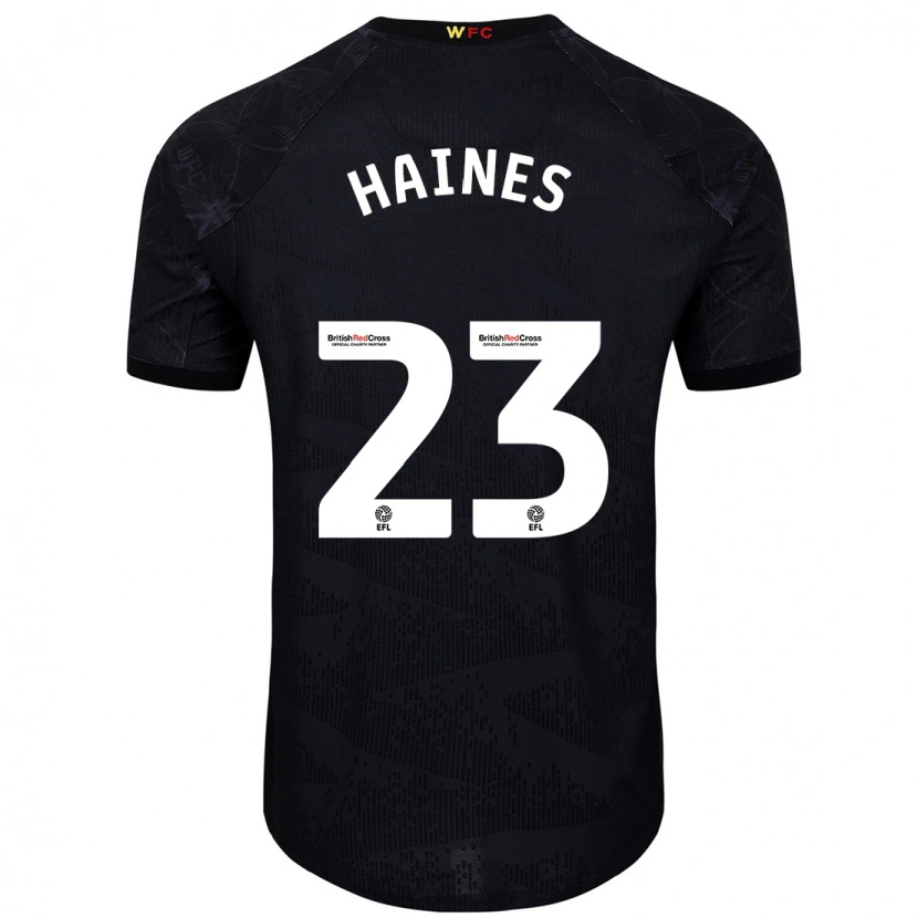Danxen Børn Coral-Jade Haines #23 Sort Hvid Udebane Spillertrøjer 2024/25 Trøje T-Shirt