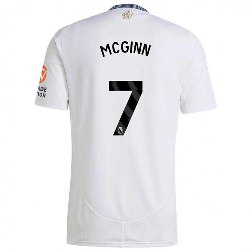 Danxen Børn John Mcginn #7 Hvid Udebane Spillertrøjer 2024/25 Trøje T-Shirt