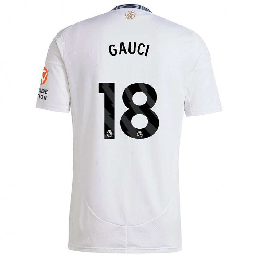 Danxen Børn Joe Gauci #18 Hvid Udebane Spillertrøjer 2024/25 Trøje T-Shirt