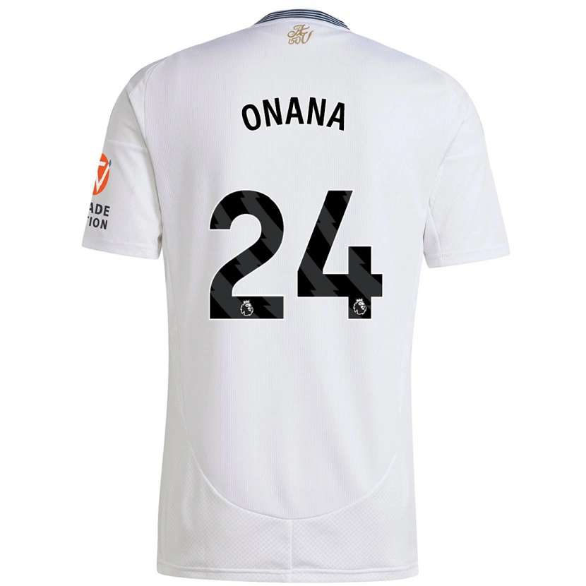 Danxen Børn Amadou Onana #24 Hvid Udebane Spillertrøjer 2024/25 Trøje T-Shirt