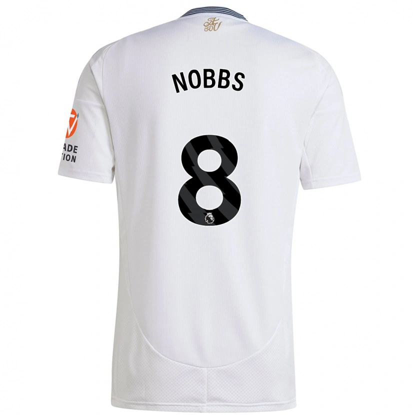 Danxen Børn Jordan Nobbs #8 Hvid Udebane Spillertrøjer 2024/25 Trøje T-Shirt