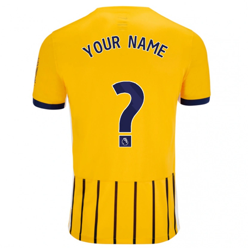 Danxen Børn Dit Navn #0 Guldblå ​​Nålestriber Udebane Spillertrøjer 2024/25 Trøje T-Shirt