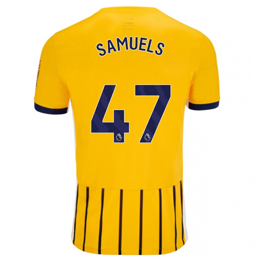 Danxen Børn Imari Samuels #47 Guldblå ​​Nålestriber Udebane Spillertrøjer 2024/25 Trøje T-Shirt