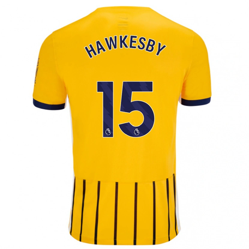 Danxen Børn Mackenzie Hawkesby #15 Guldblå ​​Nålestriber Udebane Spillertrøjer 2024/25 Trøje T-Shirt