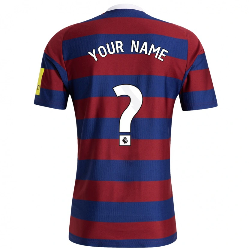 Danxen Børn Dit Navn #0 Bordeaux Marineblå Udebane Spillertrøjer 2024/25 Trøje T-Shirt