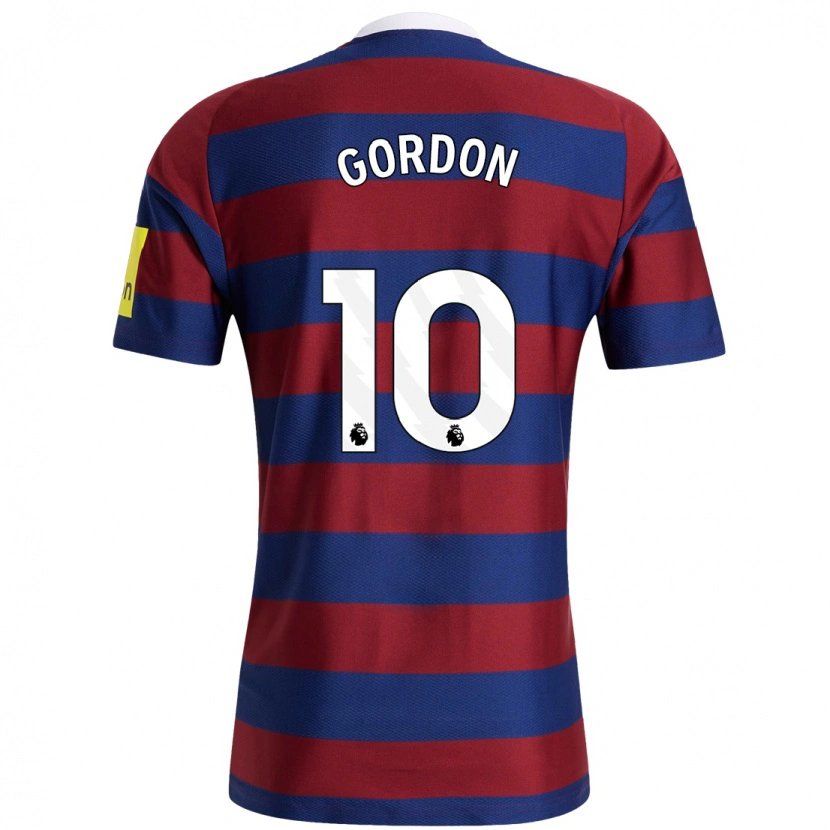 Danxen Børn Anthony Gordon #10 Bordeaux Marineblå Udebane Spillertrøjer 2024/25 Trøje T-Shirt