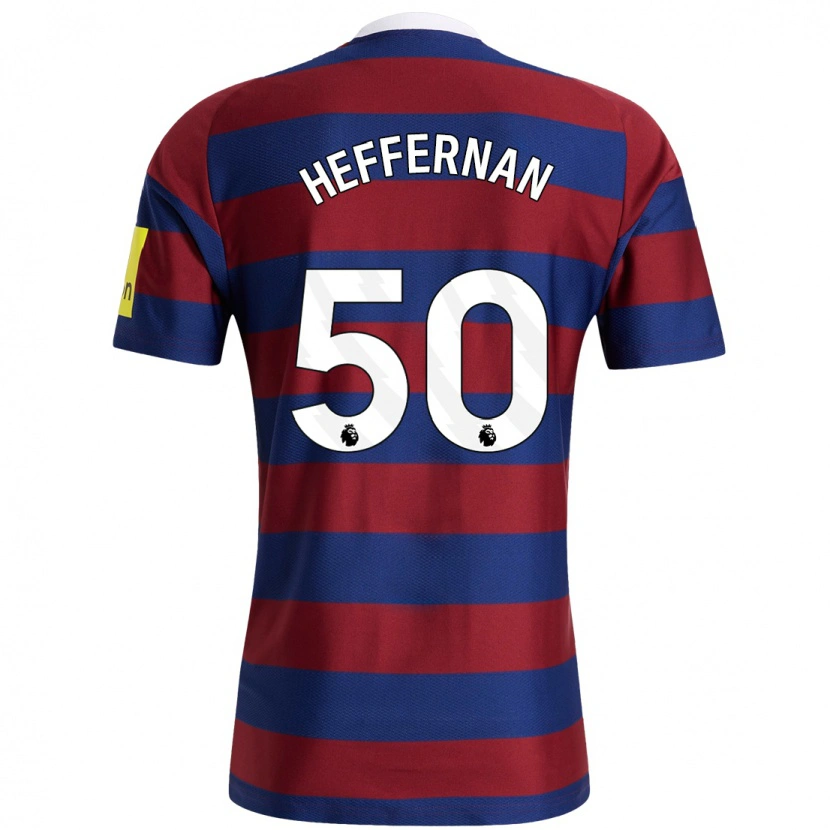 Danxen Børn Cathal Heffernan #50 Bordeaux Marineblå Udebane Spillertrøjer 2024/25 Trøje T-Shirt