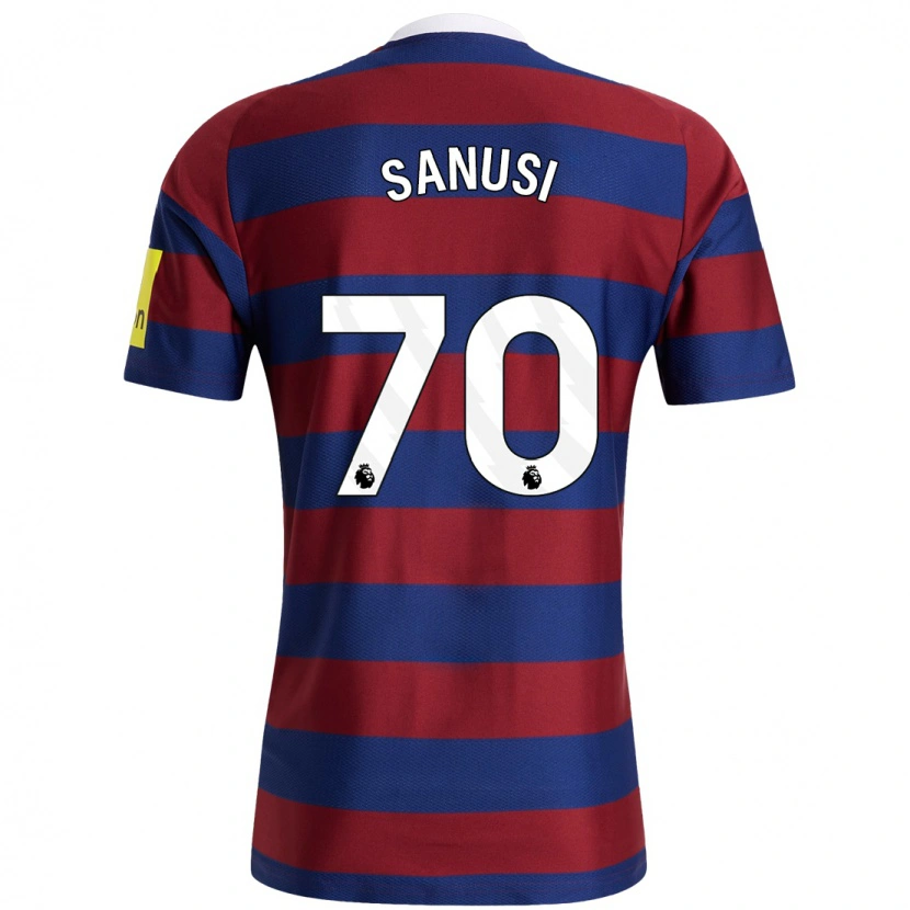 Danxen Børn Trevan Sanusi #70 Bordeaux Marineblå Udebane Spillertrøjer 2024/25 Trøje T-Shirt