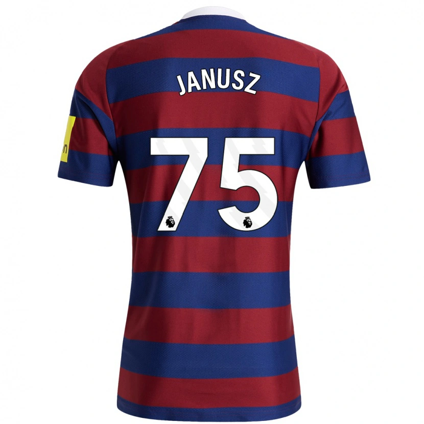 Danxen Børn Adrian Janusz #75 Bordeaux Marineblå Udebane Spillertrøjer 2024/25 Trøje T-Shirt