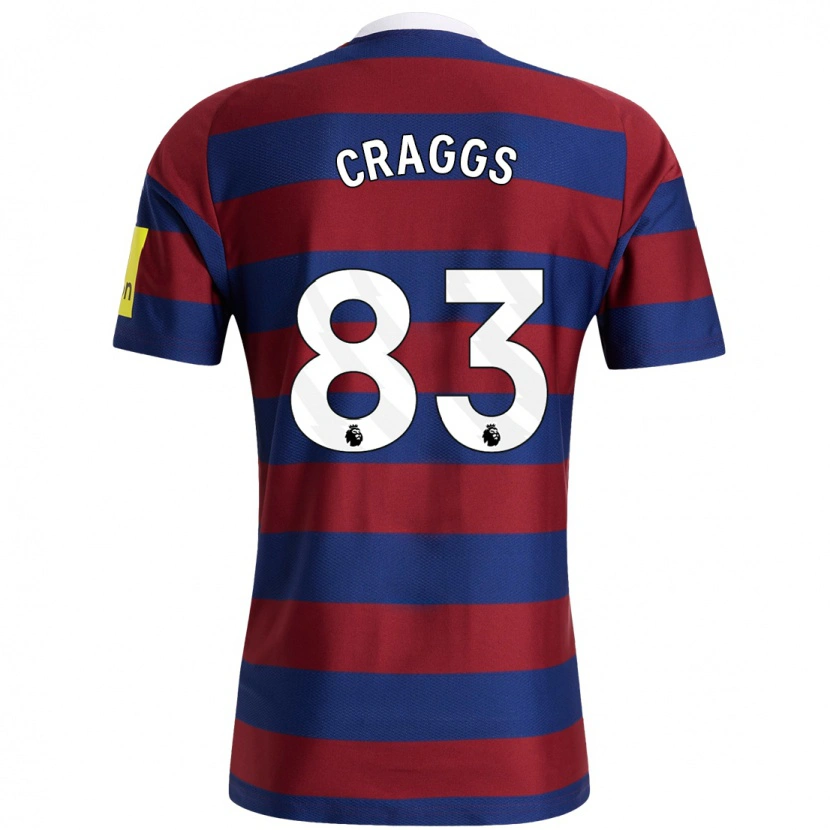Danxen Børn Luke Craggs #83 Bordeaux Marineblå Udebane Spillertrøjer 2024/25 Trøje T-Shirt