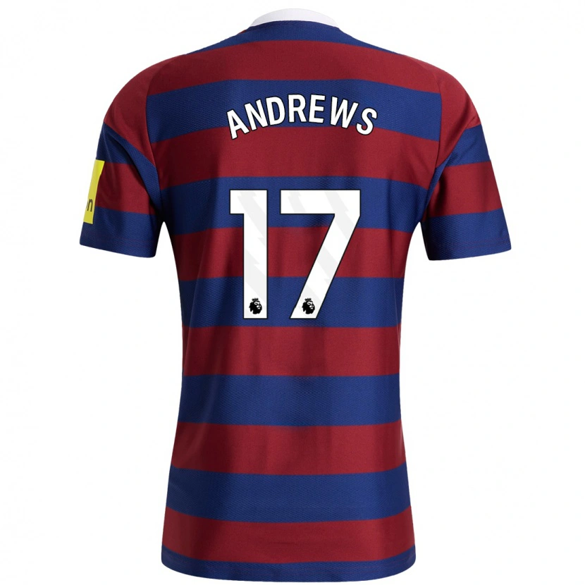 Danxen Børn Amy Andrews #17 Bordeaux Marineblå Udebane Spillertrøjer 2024/25 Trøje T-Shirt