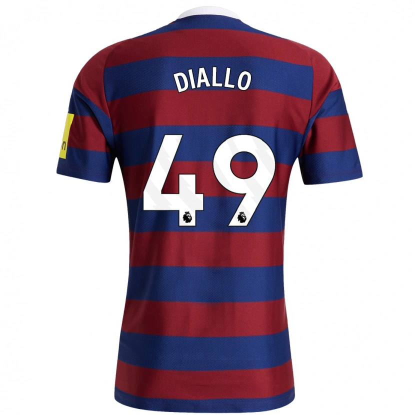 Danxen Børn Amadou Diallo #49 Bordeaux Marineblå Udebane Spillertrøjer 2024/25 Trøje T-Shirt