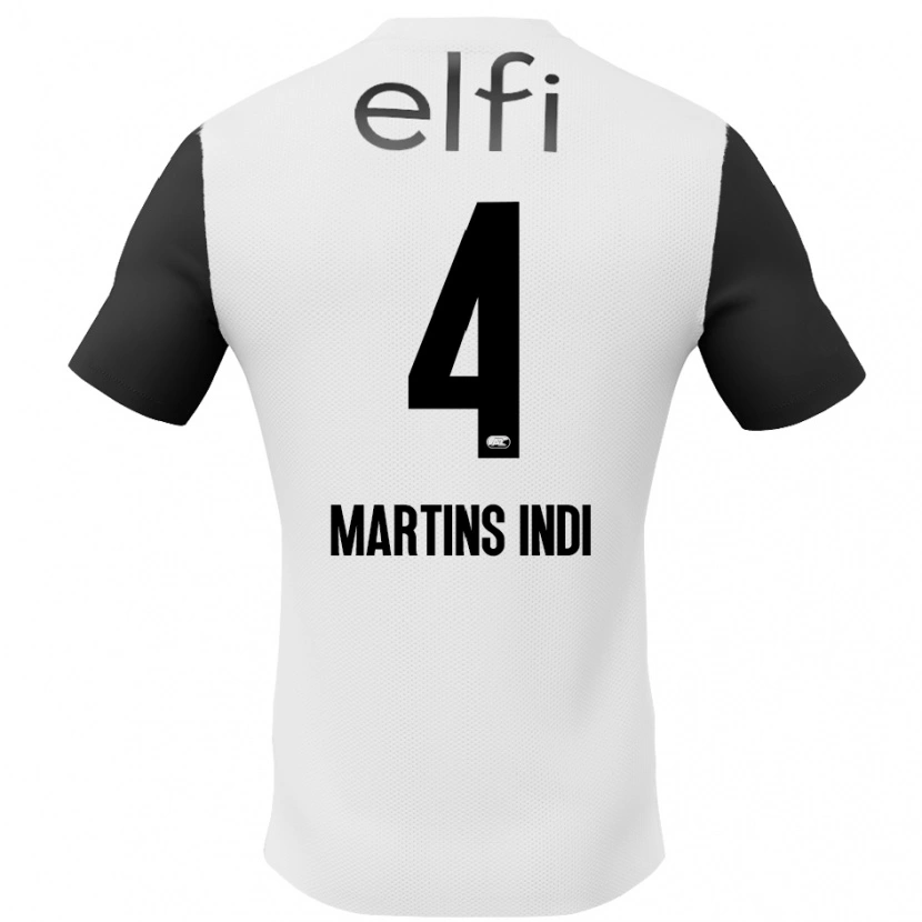 Danxen Børn Bruno Martins Indi #4 Hvid Sort Udebane Spillertrøjer 2024/25 Trøje T-Shirt