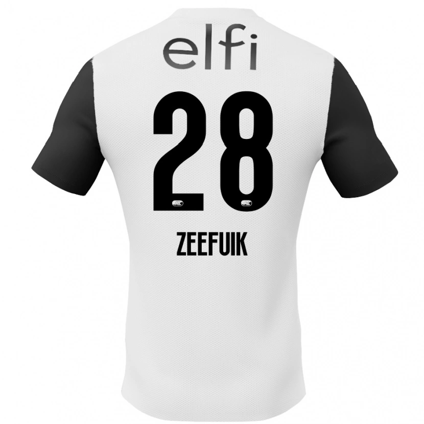 Danxen Børn Lequincio Zeefuik #28 Hvid Sort Udebane Spillertrøjer 2024/25 Trøje T-Shirt
