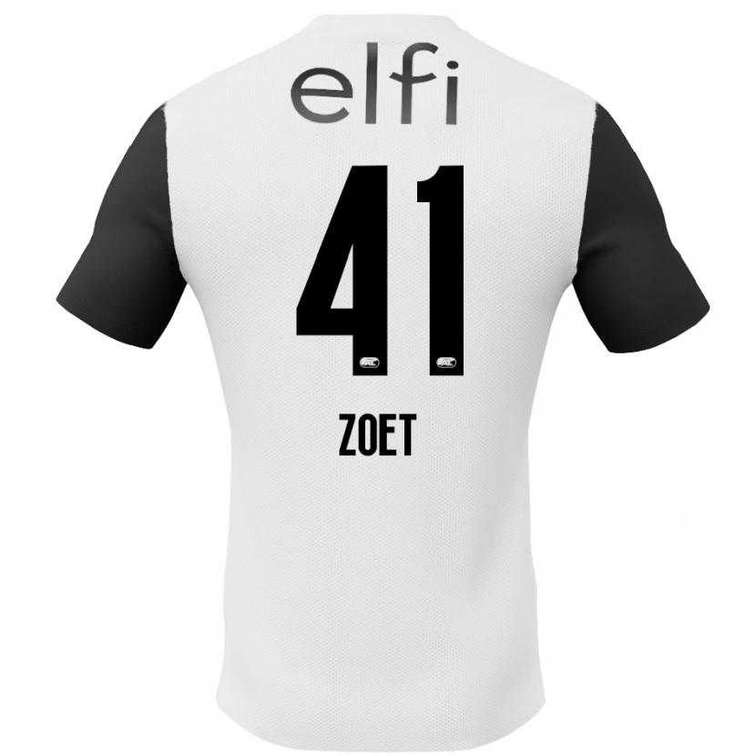 Danxen Børn Jeroen Zoet #41 Hvid Sort Udebane Spillertrøjer 2024/25 Trøje T-Shirt