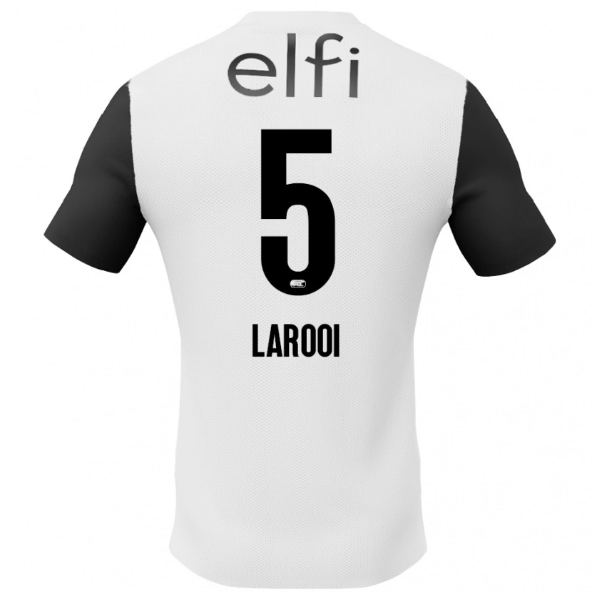 Danxen Børn Finn Larooi #5 Hvid Sort Udebane Spillertrøjer 2024/25 Trøje T-Shirt