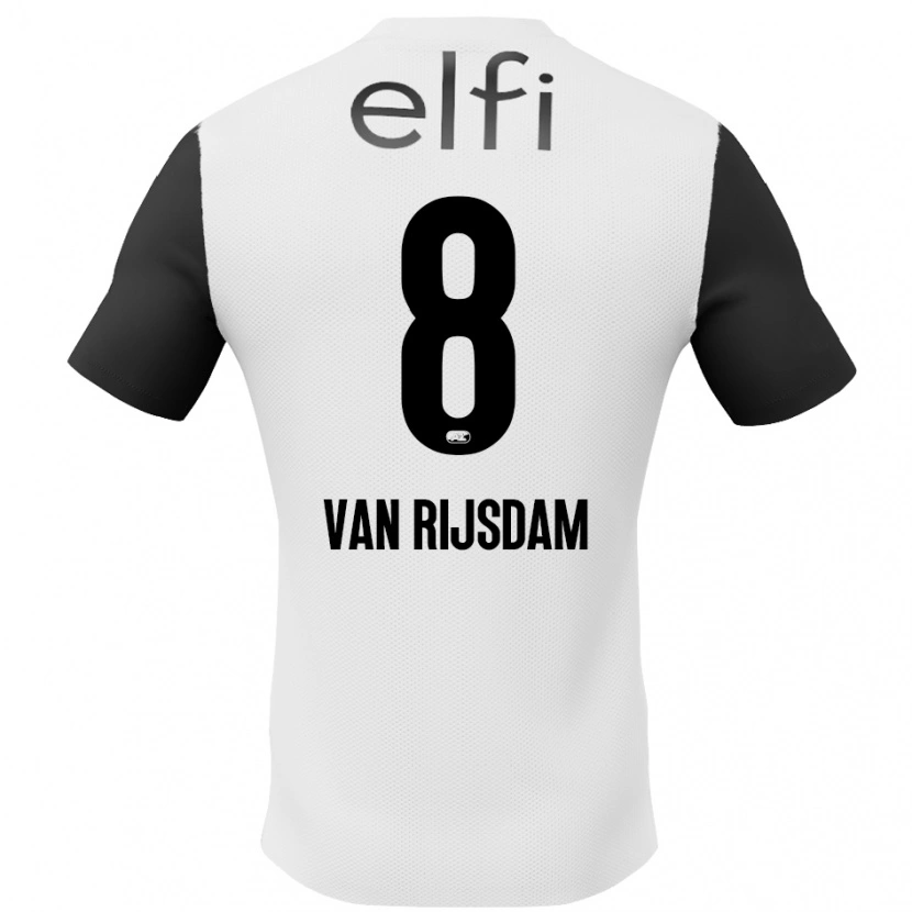 Danxen Børn Julian Van Rijsdam #8 Hvid Sort Udebane Spillertrøjer 2024/25 Trøje T-Shirt