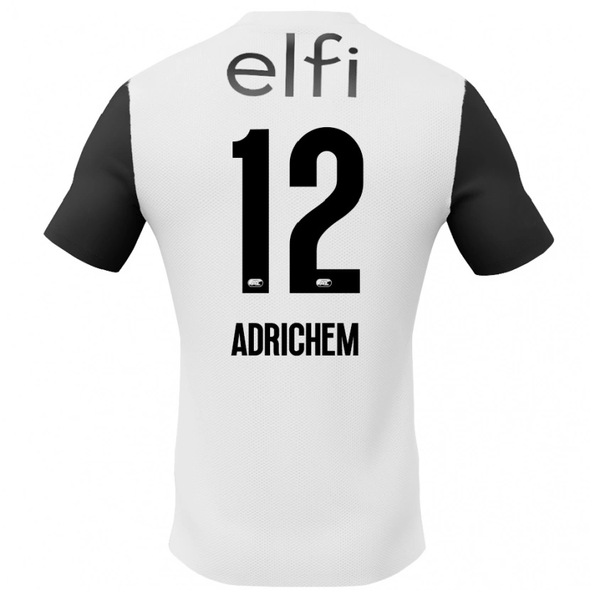 Danxen Børn Mees Adrichem #12 Hvid Sort Udebane Spillertrøjer 2024/25 Trøje T-Shirt