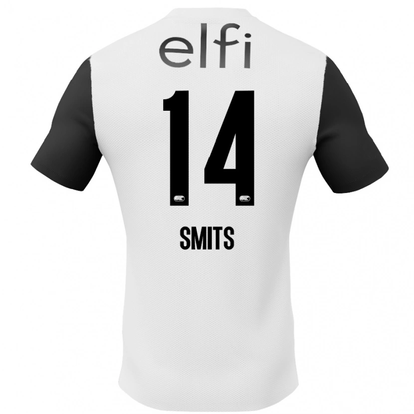 Danxen Børn Anthony Smits #14 Hvid Sort Udebane Spillertrøjer 2024/25 Trøje T-Shirt