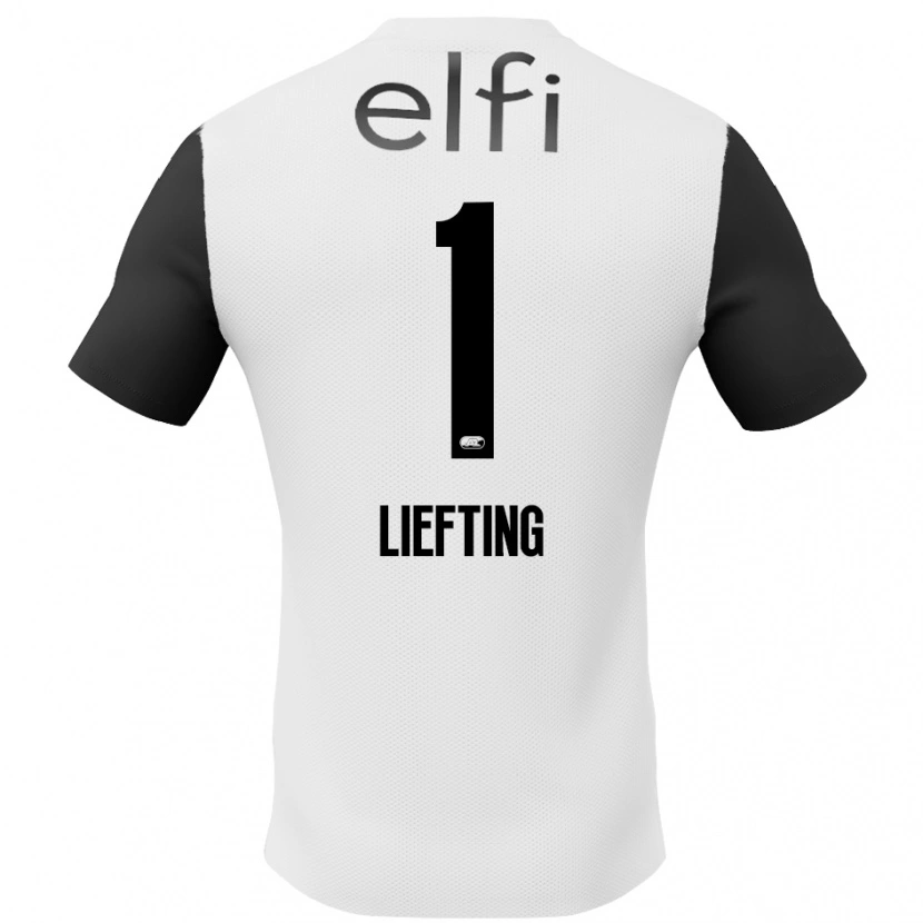 Danxen Børn Femke Liefting #1 Hvid Sort Udebane Spillertrøjer 2024/25 Trøje T-Shirt