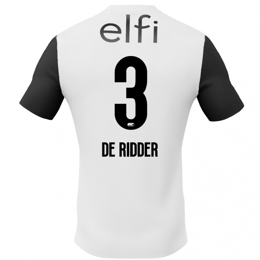 Danxen Børn Djoeke De Ridder #3 Hvid Sort Udebane Spillertrøjer 2024/25 Trøje T-Shirt
