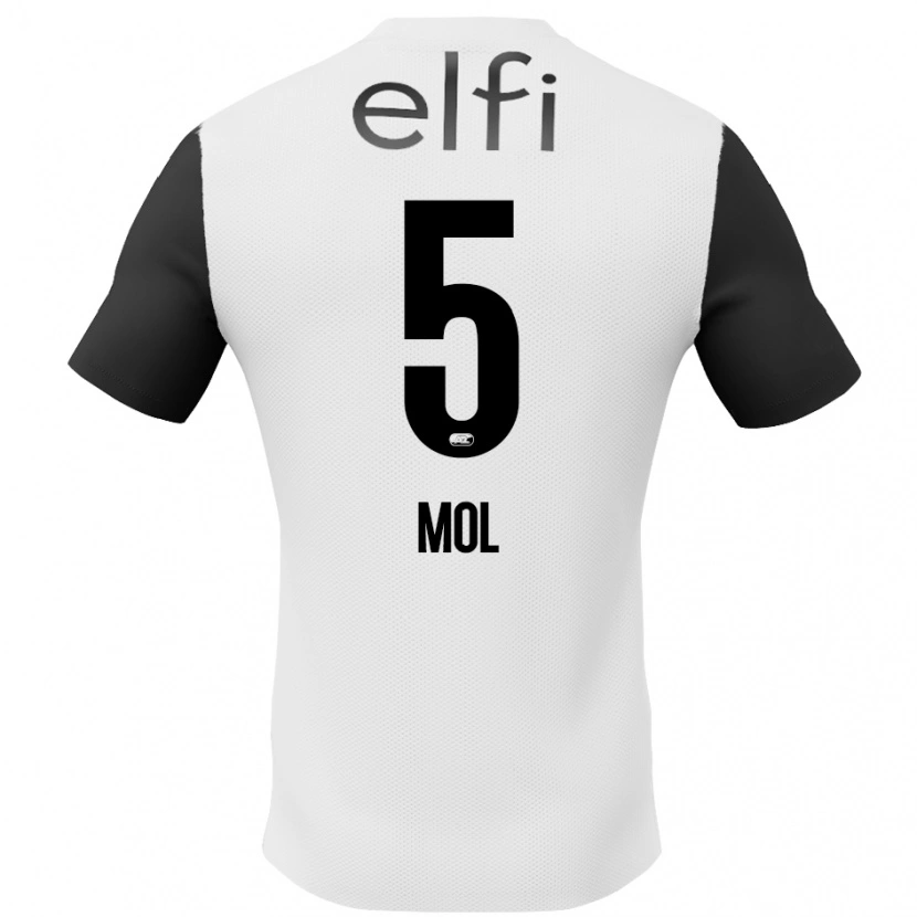Danxen Børn Camie Mol #5 Hvid Sort Udebane Spillertrøjer 2024/25 Trøje T-Shirt