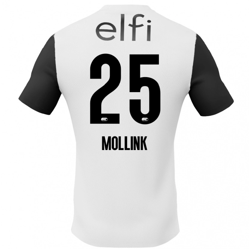 Danxen Børn Yaël Mollink #25 Hvid Sort Udebane Spillertrøjer 2024/25 Trøje T-Shirt