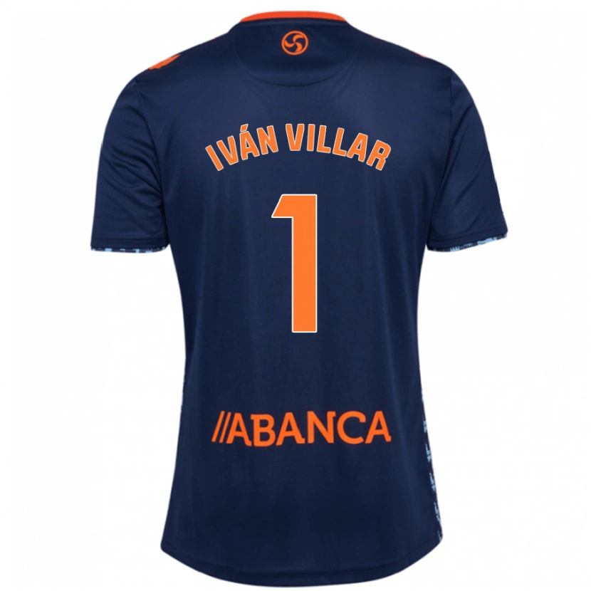 Danxen Børn Iván Villar #1 Marineblå Udebane Spillertrøjer 2024/25 Trøje T-Shirt