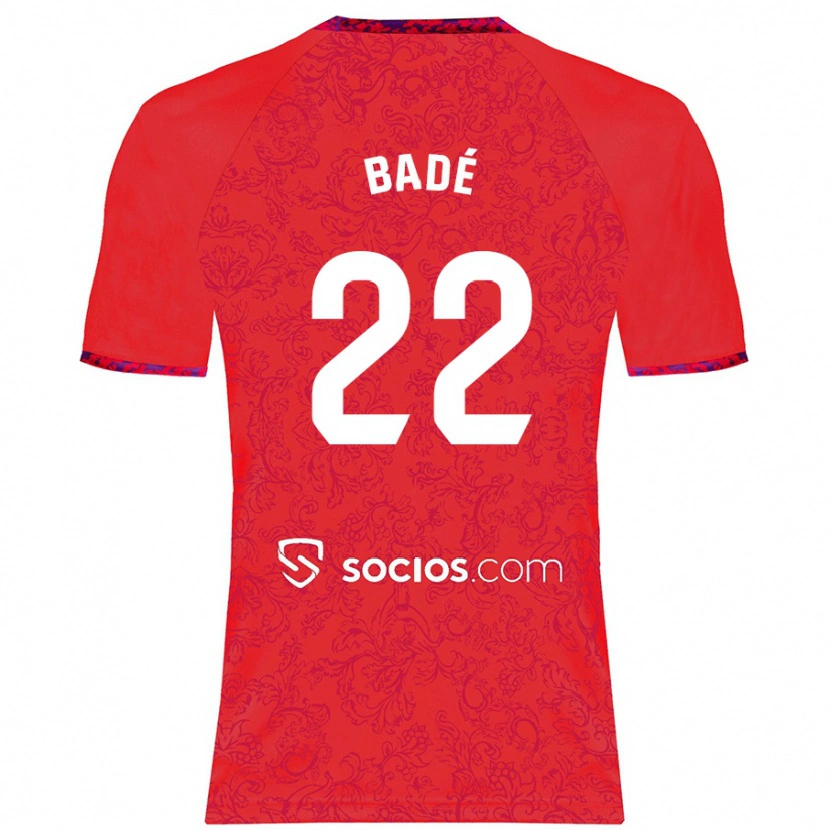 Danxen Børn Loïc Badé #22 Rød Udebane Spillertrøjer 2024/25 Trøje T-Shirt