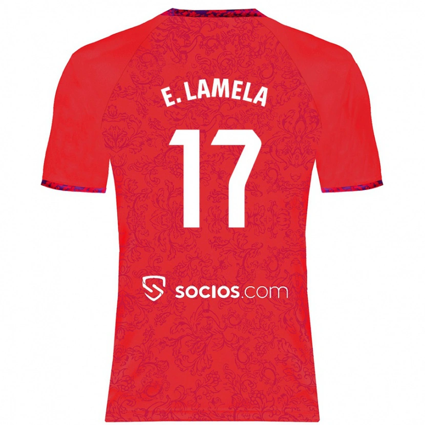 Danxen Børn Erik Lamela #17 Rød Udebane Spillertrøjer 2024/25 Trøje T-Shirt