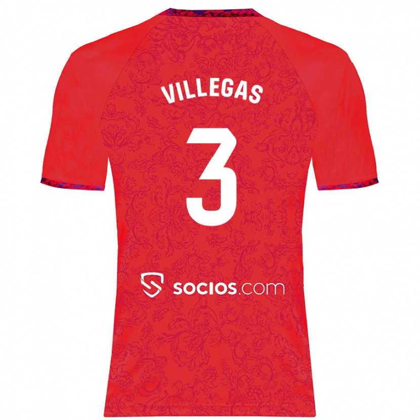 Danxen Børn Juancho Villegas #3 Rød Udebane Spillertrøjer 2024/25 Trøje T-Shirt