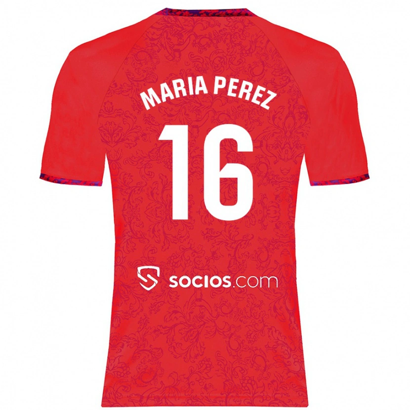 Danxen Børn María Pérez Rabaza #16 Rød Udebane Spillertrøjer 2024/25 Trøje T-Shirt