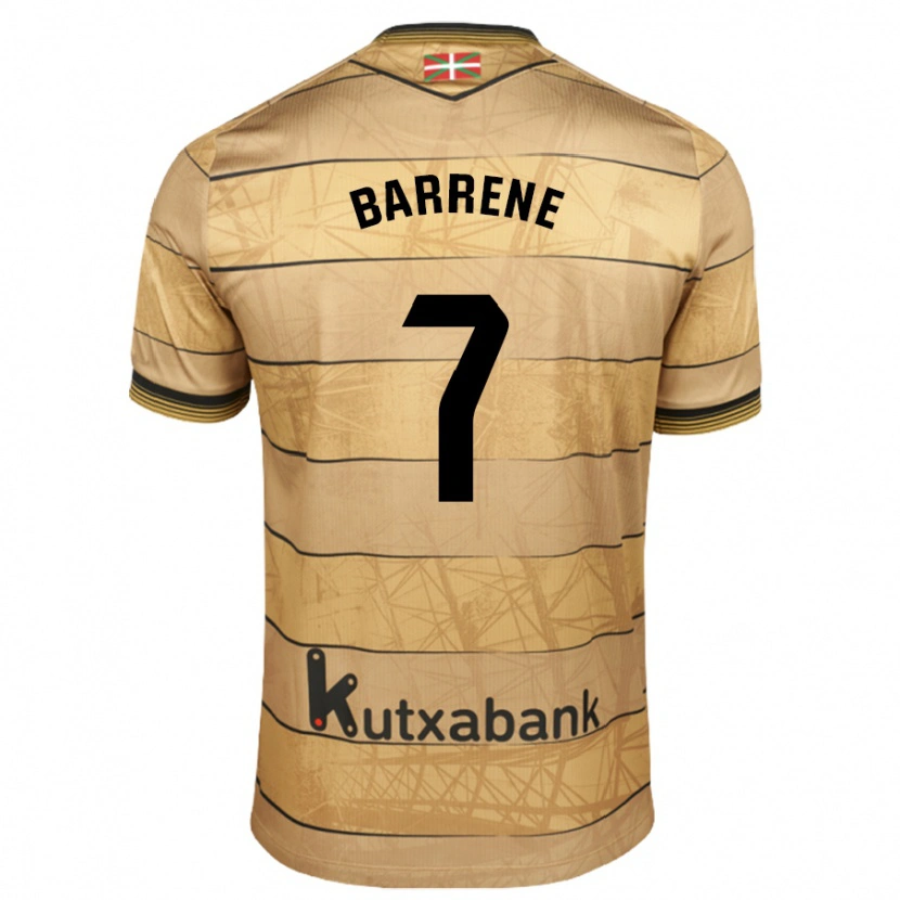 Danxen Børn Ander Barrenetxea #7 Brun Udebane Spillertrøjer 2024/25 Trøje T-Shirt