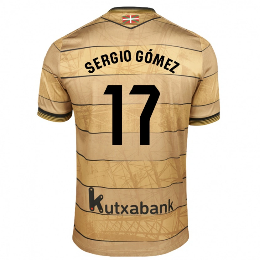 Danxen Børn Sergio Gómez #17 Brun Udebane Spillertrøjer 2024/25 Trøje T-Shirt