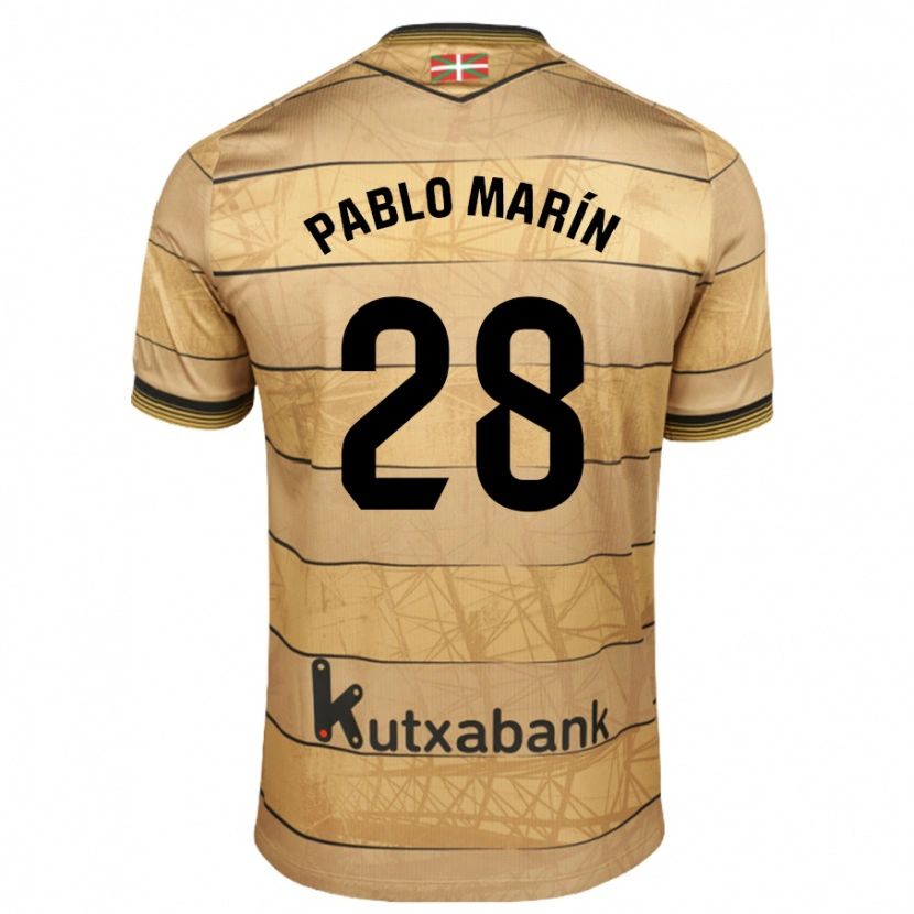 Danxen Børn Pablo Marín #28 Brun Udebane Spillertrøjer 2024/25 Trøje T-Shirt