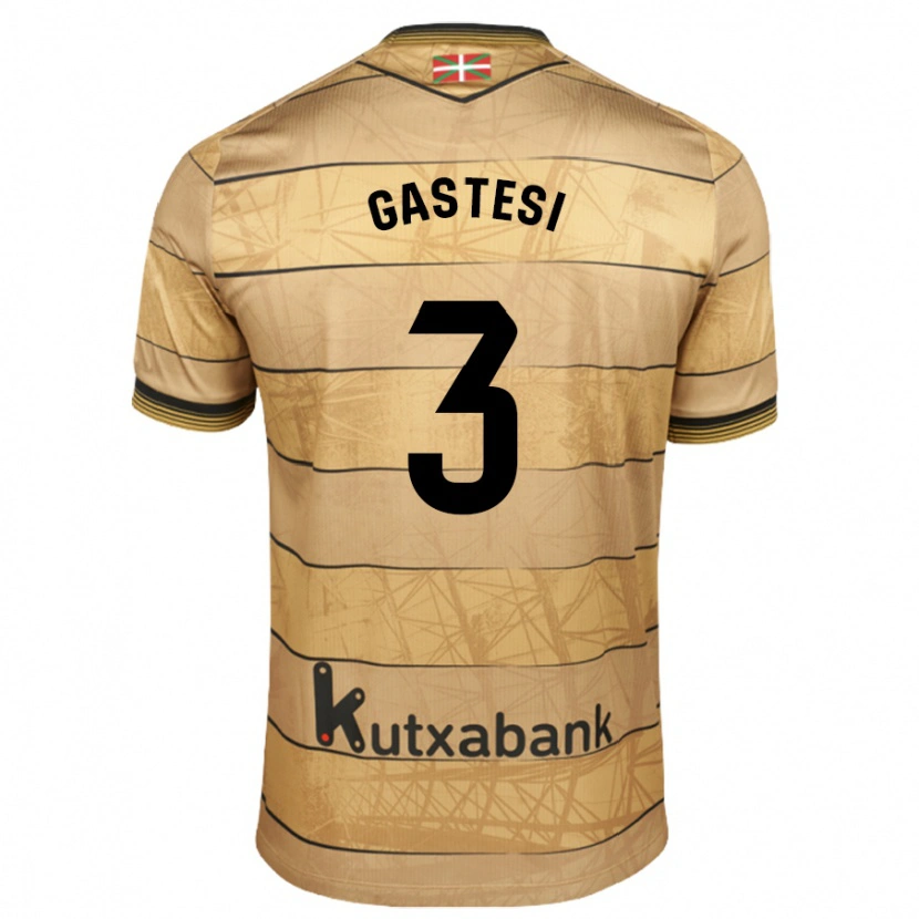 Danxen Børn Gorka Gastesi #3 Brun Udebane Spillertrøjer 2024/25 Trøje T-Shirt