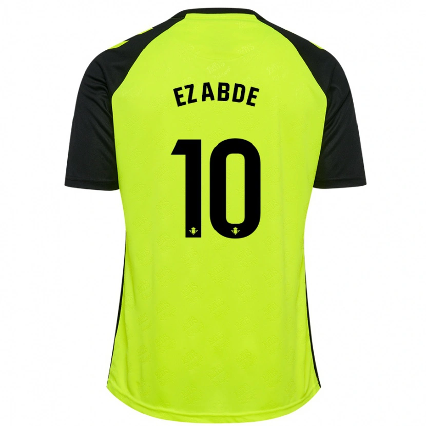 Danxen Børn Abde Ezzalzouli #10 Fluorescerende Gul Sort Udebane Spillertrøjer 2024/25 Trøje T-Shirt
