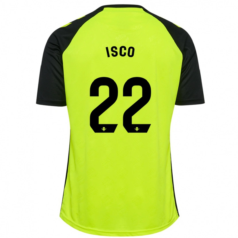Danxen Børn Isco #22 Fluorescerende Gul Sort Udebane Spillertrøjer 2024/25 Trøje T-Shirt