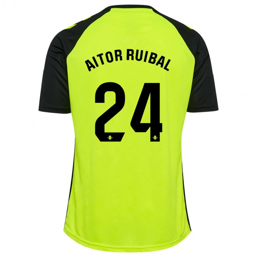 Danxen Børn Aitor Ruibal #24 Fluorescerende Gul Sort Udebane Spillertrøjer 2024/25 Trøje T-Shirt