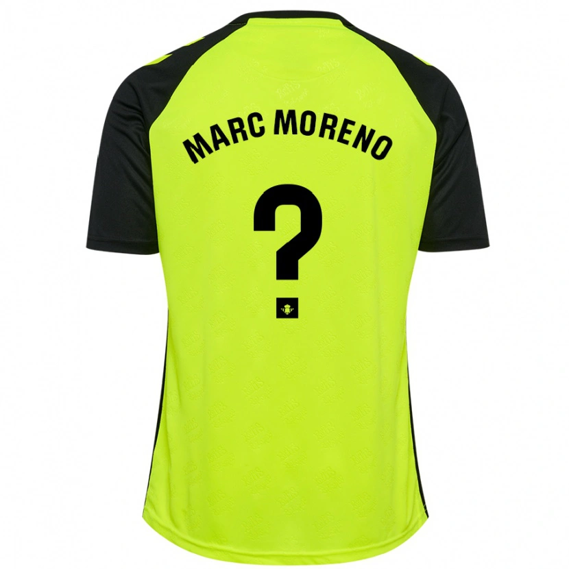Danxen Børn Marc Moreno #0 Fluorescerende Gul Sort Udebane Spillertrøjer 2024/25 Trøje T-Shirt